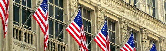 Row of United States Flags