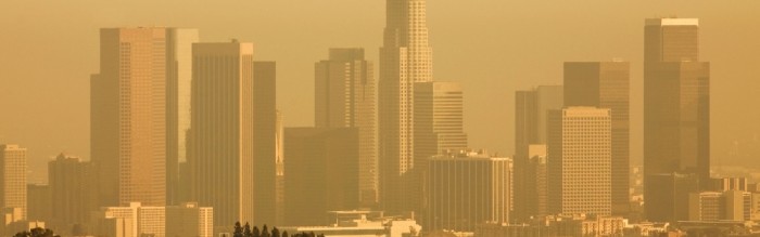 city, foggy with smog